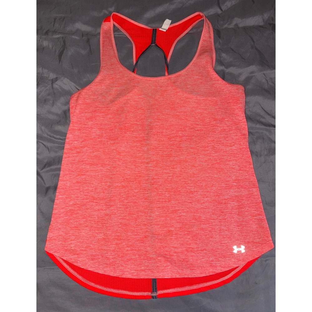 Under Armour HeatGear Women's Orange Loose Fit Twist Active Tank, Medium